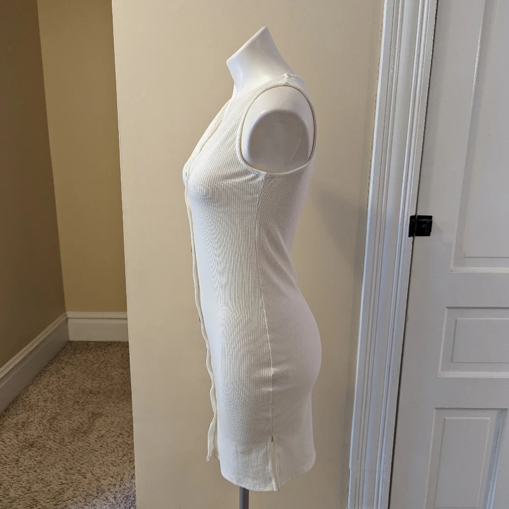 Modcloth Jessy B white ribbed button down dress size xs - Picture 2 of 7